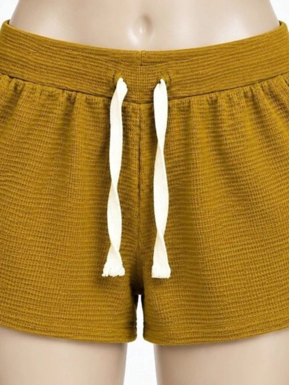 Aerie Real Faves Mustard Waffle Knit Lounge Shorts Size L